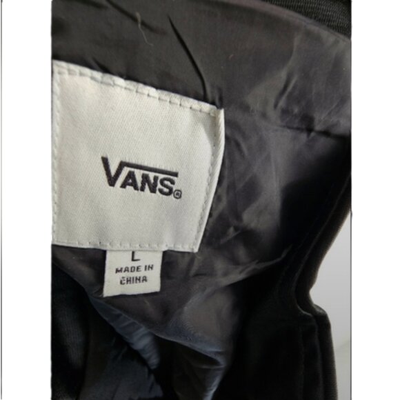 Vans Black White Checkered Zip Up Cropped Jacket Women’s Track Workout size L - Picture 3 of 6